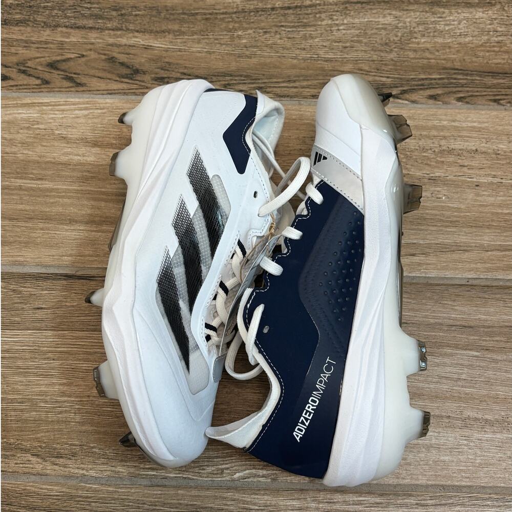 Adidas Adizero Impact TPU Baseball Cleats White Navy Blue IH3461, Men’s Size 7.5